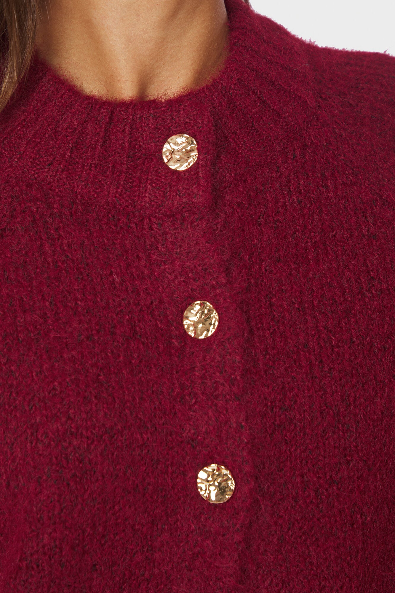 Benuta Fluffy cardigan - mørkerød